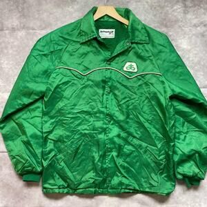 Vintage 70s Upstream Pioneer Seeds Swingster Fleece Lined Button Up Bomber